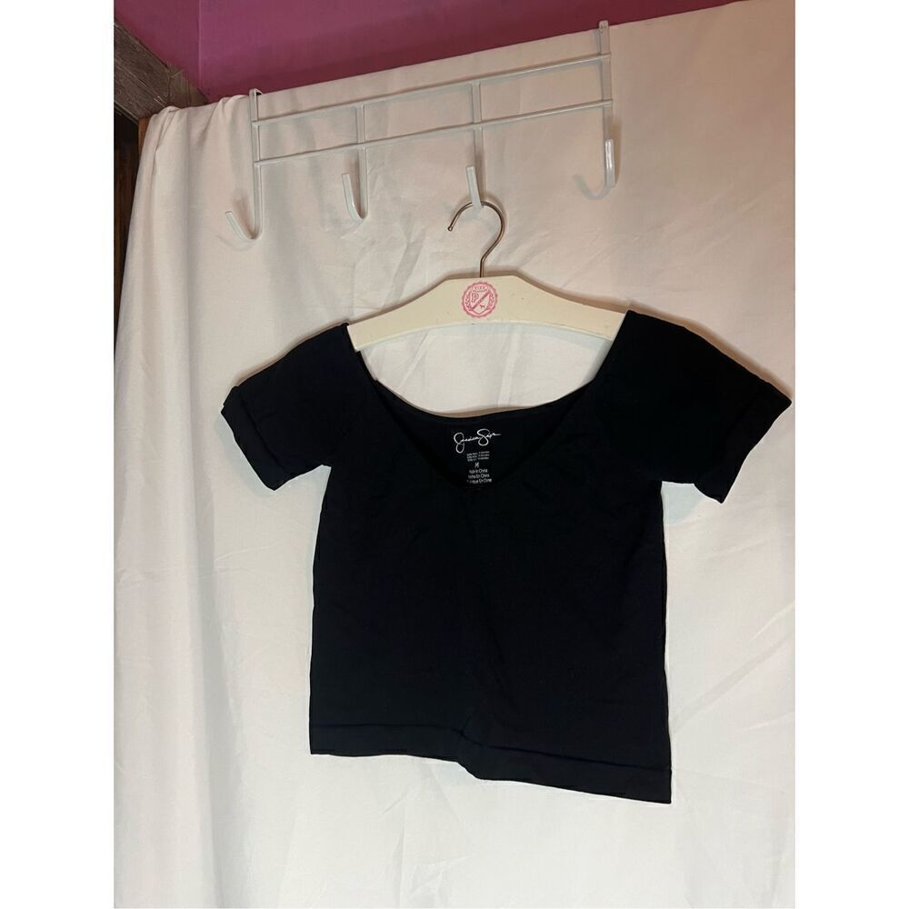 Jessica Simpson Black Crop Top V-Neck Woman’s Size Medium